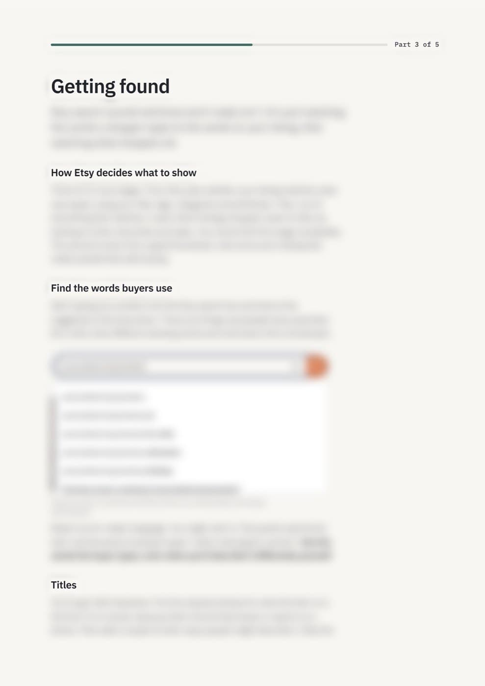 The Getting found page, with the body text blurred